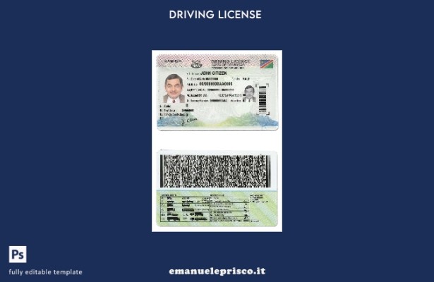 verified style modello di patente di guida Namibia in stile verificato template